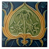 Jugendstil-Dekorationskamin im Tile-Art-Stil Fliese (Vorderseite)