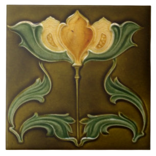 Jugendstil-Dekorationskamin im Tile-Art-Stil Fliese