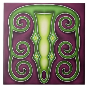 Jugendstil-Dekorationskamin im Tile-Art-Stil Fliese