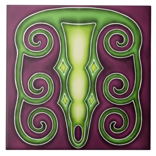Jugendstil-Dekorationskamin im Tile-Art-Stil Fliese (Vorderseite)