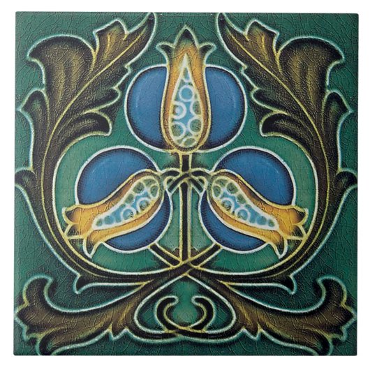 Jugendstil-Dekorationskamin im Tile-Art-Stil Fliese (Vorderseite)