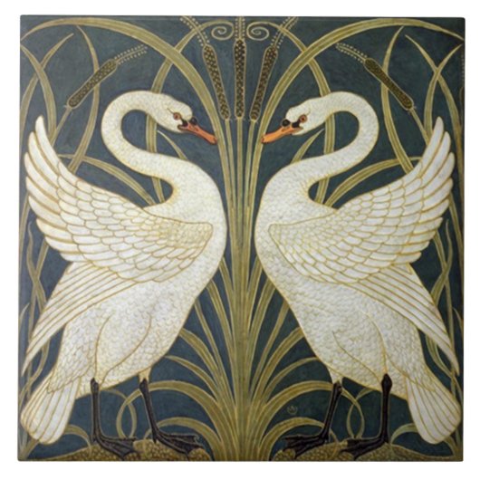 Jugendstil-Dekorationskamin im Tile-Art-Stil Fliese (Vorderseite)