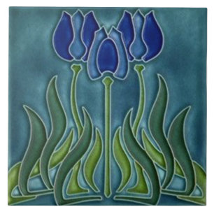 Jugendstil-Dekorationskamin im Tile-Art-Stil Fliese