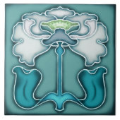 Jugendstil-Dekorationskamin im Tile-Art-Stil Fliese (Vorderseite)