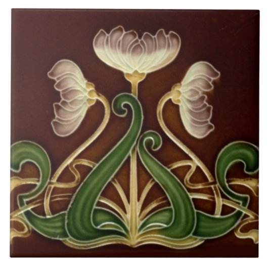 Jugendstil-Dekorationskamin im Tile-Art-Stil Fliese (Vorderseite)