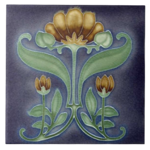Jugendstil-Dekorationskamin im Tile-Art-Stil Fliese