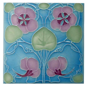 Jugendstil-Dekorationskamin im Tile-Art-Stil Fliese