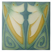 Jugendstil-Dekorationskamin im Tile-Art-Stil Fliese (Vorderseite)