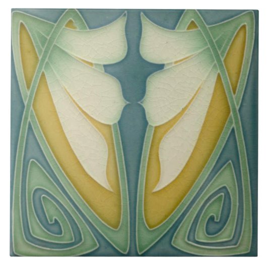 Jugendstil-Dekorationskamin im Tile-Art-Stil Fliese (Vorderseite)