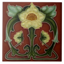 Jugendstil-Dekorationskamin im Tile-Art-Stil