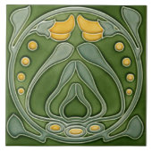 Jugendstil-Dekorationskamin im Tile-Art-Stil Fliese (Vorderseite)