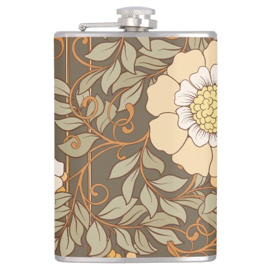 Jugendstil: Dekorative florale Vintag. Flachmann (Vorderseite)