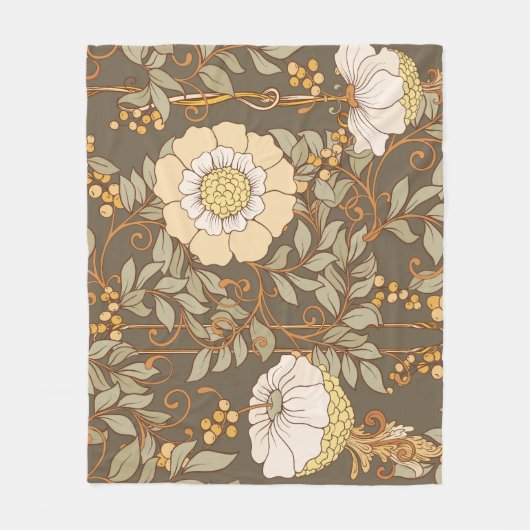 Jugendstil: Dekorative florale Vintag. Fleecedecke (Vorderseite)