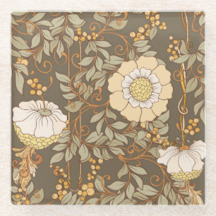 Jugendstil: Dekorative florale Vintag. Glasuntersetzer