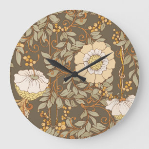 Jugendstil: Dekorative florale Vintag. Große Wanduhr