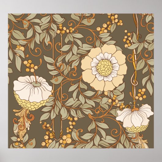 Jugendstil: Dekorative florale Vintag. Poster (Vorne)