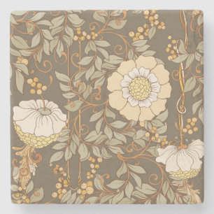 Jugendstil: Dekorative florale Vintag. Steinuntersetzer