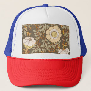 Jugendstil: Dekorative florale Vintag. Truckerkappe