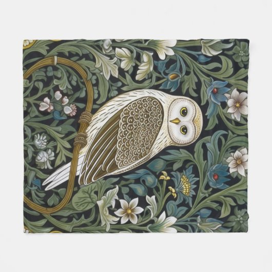 Jugendstil der weißen Eule Fleecedecke (Vorderseite (Horizontal))