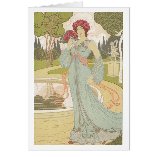 Jugendstil-Design - Mädchen mit Rosen (Vorne)
