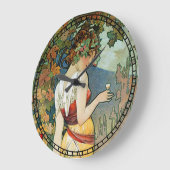 Jugendstil-Design von Alphonse Mucha Große Wanduhr (Winkel)