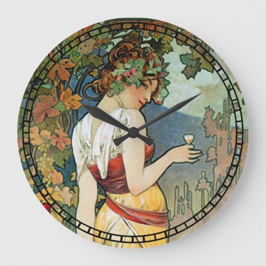 Jugendstil-Design von Alphonse Mucha Große Wanduhr (Vorderseite)