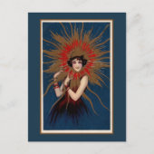 Jugendstil Die Lady in der Sonne Postkarte (Vorderseite)