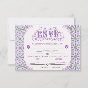 Jugendstil Distelrad Flieder Horizontal RSVP Karte