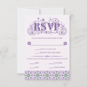Jugendstil Distelrad Lilafarben Vertikal RSVP Karte