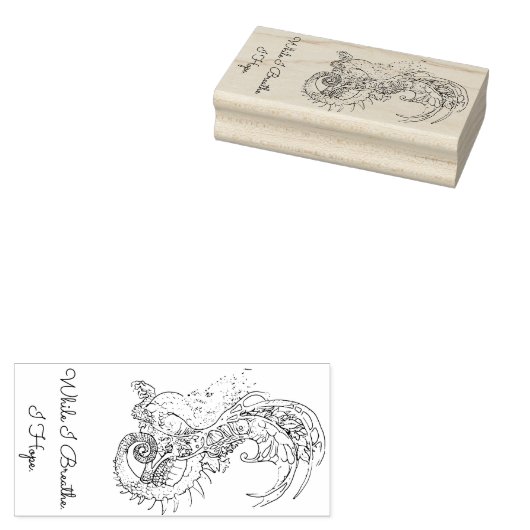 Jugendstil-Drache mit lateinischem Motto Gummistempel (Stempel)