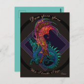Jugendstil-Drache mit lateinischem Motto Postkarte (Vorne/Hinten)