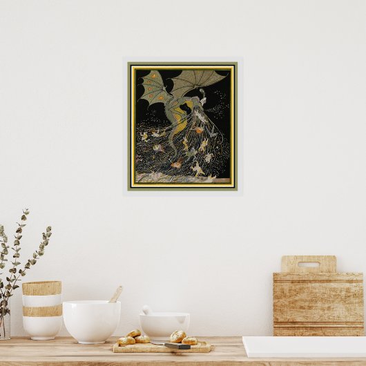 Jugendstil-Drachenübersicht über Jugend Poster (Küche)