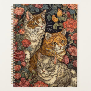 Jugendstil Drei Katzen mit Blume Planer