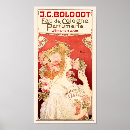 Jugendstil-Duftwerbung mit Rose Poster (Vorne)