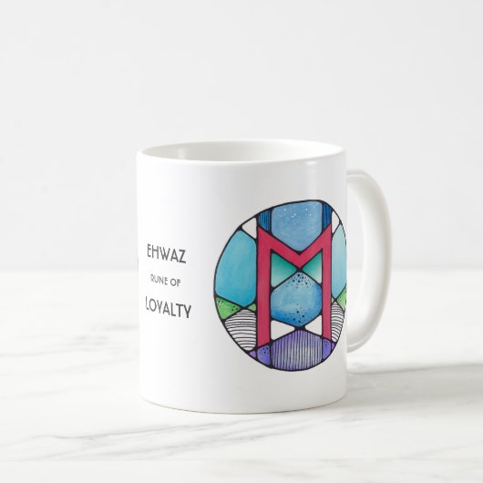 Jugendstil Ehwaz Rune Tasse - LOYALTY! (VorderseiteRechts)