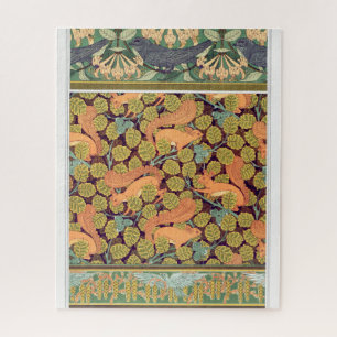 Jugendstil Eichhörnchen Vogel Blumen Herbst Textil Puzzle