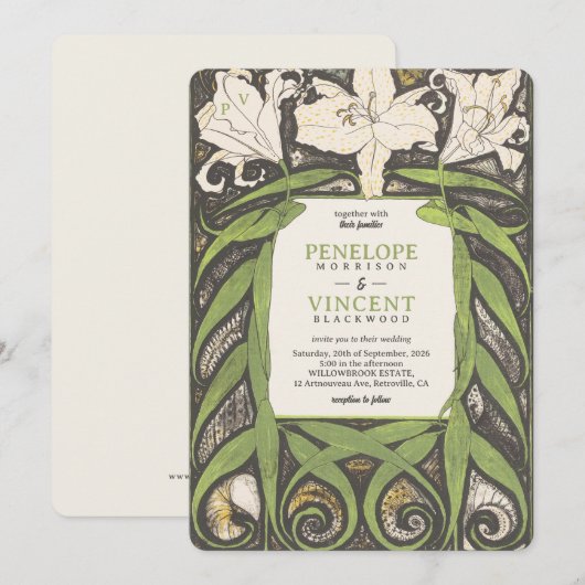 Jugendstil Einladung (Vorne/Hinten)