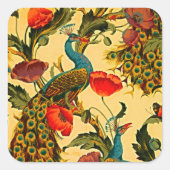 Jugendstil-Elegance: Sidewall, The Peacock, 1896 Quadratischer Aufkleber (Vorderseite)