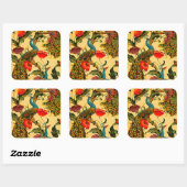 Jugendstil-Elegance: Sidewall, The Peacock, 1896 Quadratischer Aufkleber (Blatt)