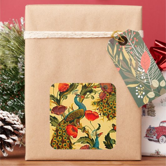 Jugendstil-Elegance: Sidewall, The Peacock, 1896 Quadratischer Aufkleber (Feiertag)