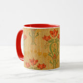 Jugendstil elegante Blume mit Blumenmohn viktorian Tasse (Vorderseite Links)