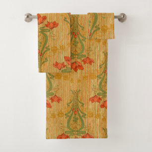 Jugendstil elegante Blumenmohn-Blume viktorianisch Badhandtuch Set
