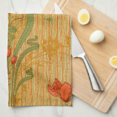 Jugendstil elegante Blumenmohn-Blume viktorianisch Geschirrtuch (Viertel Falte)