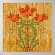 Jugendstil elegante Blumenmohn-Blume viktorianisch