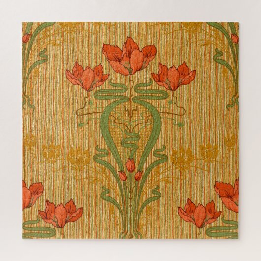 Jugendstil elegante Blumenmohn-Blume viktorianisch Puzzle (Vertikal)