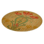 Jugendstil elegante Blumenmohn-Blume viktorianisch Schneidebrett (Ecke)