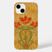 Jugendstil elegante Blumenmohngoldgrün rot Case-Mate iPhone Hülle (Rückseite)
