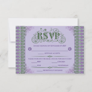 Jugendstil Elegante Distelrand in Lila RSVP Karte