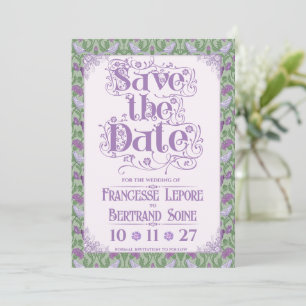 Jugendstil Elegante Liebesvögel Flieder Save The Date
