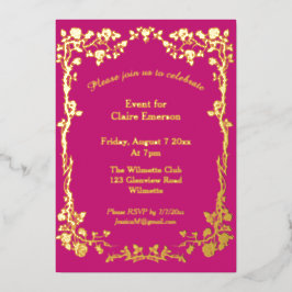Jugendstil Elegante Rose Gilded Celebration Folieneinladung